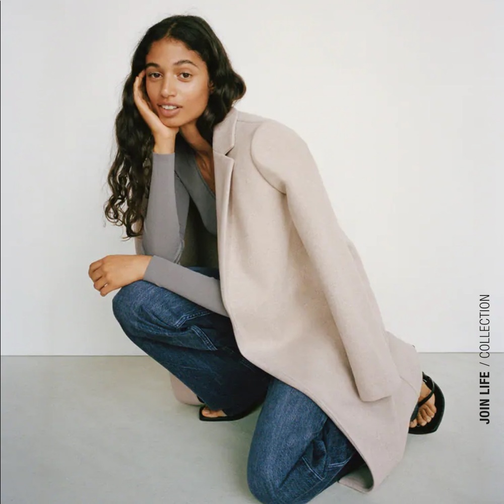 Zara coat with lapel collar in sand/marl